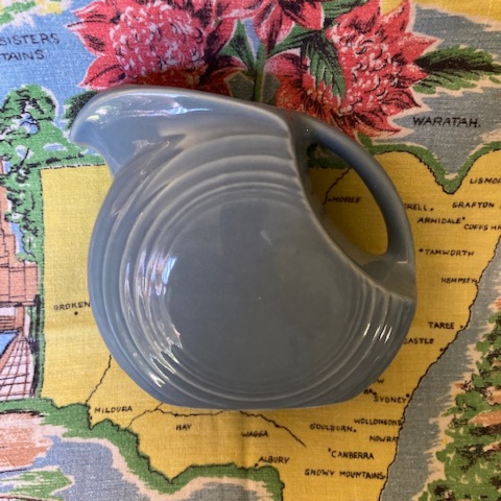 1990's Fiesta Ware Periwinkle Blue Water Pitcher